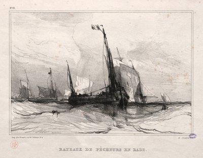 Fischerboote vor Anker, 1836 von Eugene Isabey