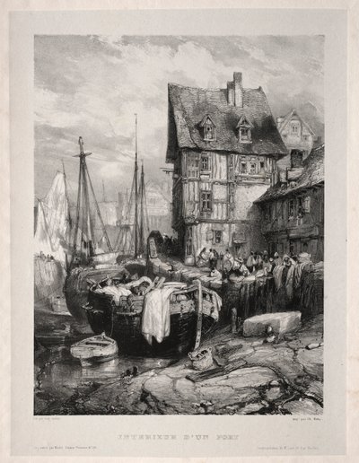 Sechs Marines: Innenansicht eines Hafens, 1833 von Eugene Isabey