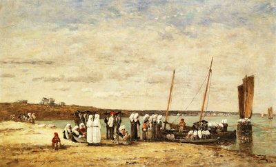 Fischerfrauen steigen in Plougastel aus, 1870 von Eugene Louis Boudin