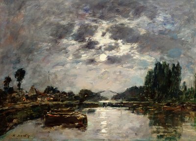 Mondschein, Canal de St. Valery, 1891 von Eugene Louis Boudin