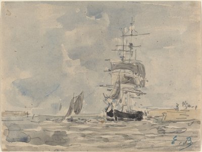 Meereslandschaft mit Segelschiff, ca. 1875 von Eugene Louis Boudin