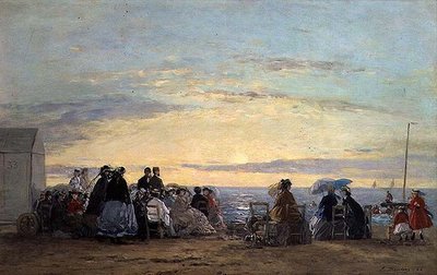 Den Sonnenuntergang vom Strand aus beobachten von Eugene Louis Boudin