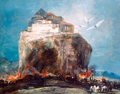 Stadt auf dem Felsen, ca. 1878-1918 von Eugenio Lucas Villamil