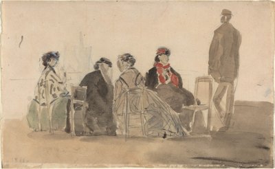 Vier Damen, die in Trouville sitzen von Eugène Boudin