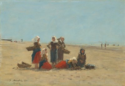 Frauen am Strand von Berck von Eugène Boudin