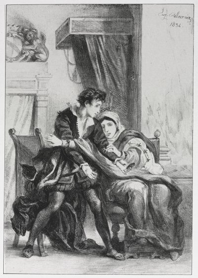 Hamlet und die Königin von Eugène Delacroix