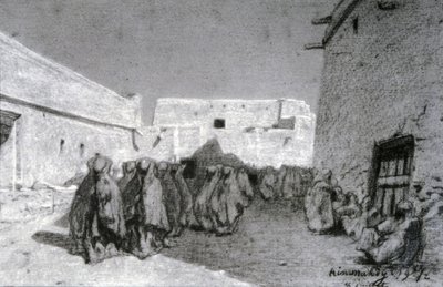 Prozession in einem Dorf im Sahel von Eugène Fromentin