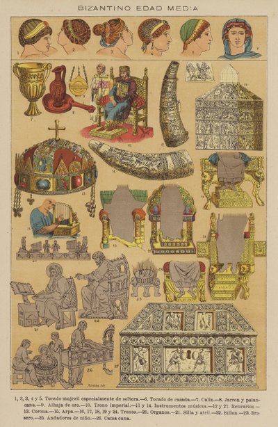 Byzantinisches Mittelalter (Farblithografie) von European School