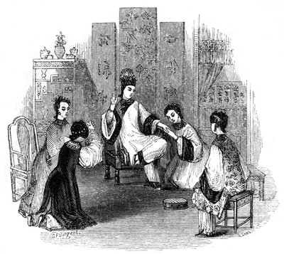 Chinesische Mädchen weinen mit einer Braut, 1847 von Evans