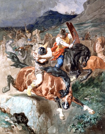 Kampf der Reiter, um 1842-1896 von Evariste Vital Luminais