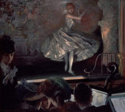 Tänzerin in Weiß vor den Rampenlichtern von Everett Shinn