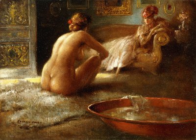 Der Voyeur und ihre Badende von Everett Shinn