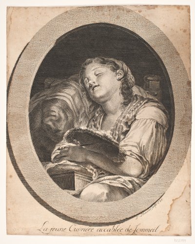 "La jeune Ouvrière accablée de Sommeil" von F. Schüerer