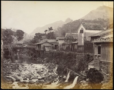 Nagasaki vom Bach aus, einheimische Städte von Felice Beato