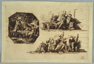 Bacchus, Apollo und Mnemosine; Minerva mit Trophäen von Felice Giani