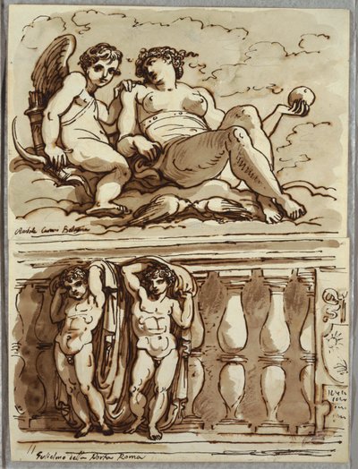 Venus und Amor, Studie nach Annibale Carracci von Felice Giani