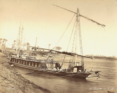 Ägyptisches Boot auf dem Nil, in Ägypten von Félix Bonfils