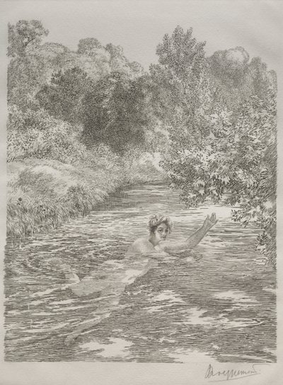 Der Badende, um 1860-70 von Felix Bracquemond