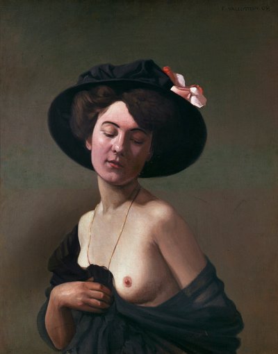Dame mit schwarzem Hut von Felix Edouard Vallotton
