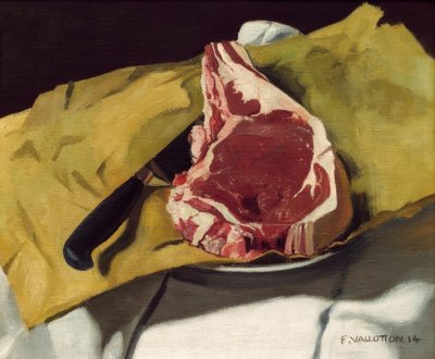 Ein Entrecote auf gelbem Papier von Felix Edouard Vallotton