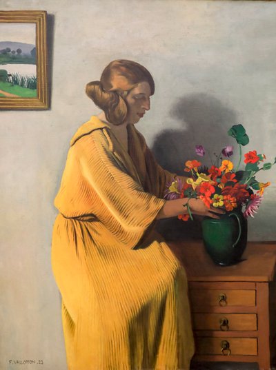 Frau mit einem Blumenstrauß von Felix Edouard Vallotton