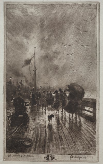 Landung in England, 1879 von Felix Hilaire Buhot