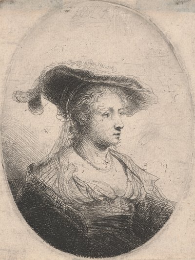 Frau im Oval von Ferdinand Bol