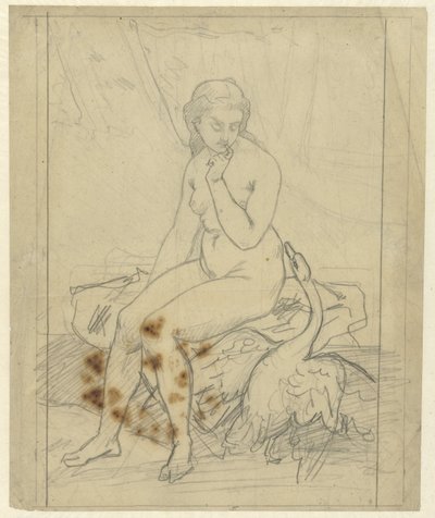 Sitzende Leda mit dem Schwan von Ferdinand Roybet