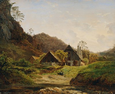 Landschaft mit Hammerschmiede von Ferdinand Waldmüller