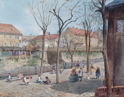 Die Kettenbrücke über den Wienfluss von Ferdinand Weckbrodt