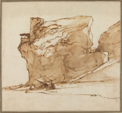 Landschaft mit großem Felsen von Filippo Napoletano