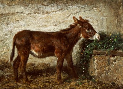 Esel an der Krippe von Filippo Palizzi von Filippo Palizzi