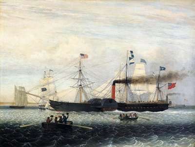 Die Britannia fährt in den Hafen von Boston ein, 1848 von Fitz Henry Lane