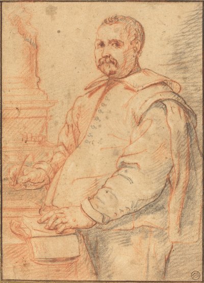 Ein Gelehrter beim Schreiben von Flemish 17th Century
