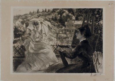 Die Terrasse der Villa Brancas von Félix Henri Bracquemond