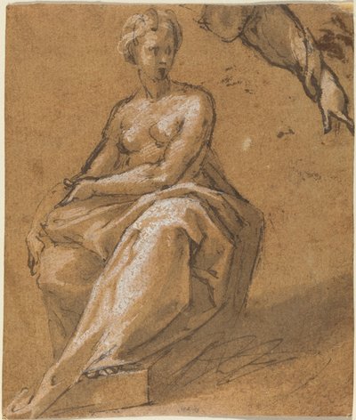 Sitzender Akt mit Draperie von Follower of Bartholomaeus Spranger