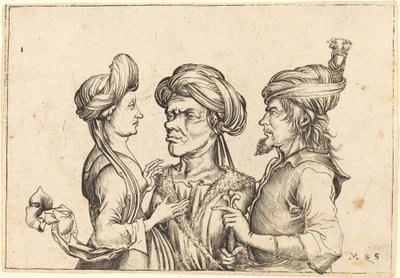 Drei orientalische Figuren von Follower of Martin Schongauer