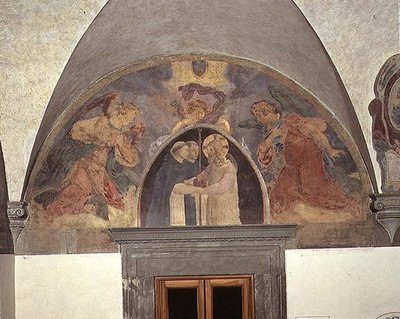 Christus begrüßt zwei Dominikanermönche, Lünette von Fra Angelico