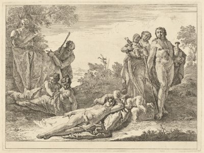Neun Figuren um eine Hermenbüste des Pan von Francesco Fontebasso