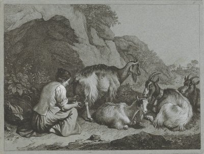 Hirtin mit Ziegenherde von Francesco Londonio