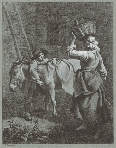 Hirtenjunge spricht mit einem Bauernmädchen von Francesco Londonio