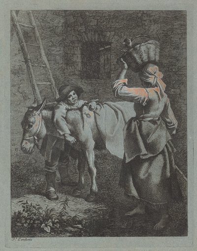 Hirte spricht mit einer Bäuerin von Francesco Londonio