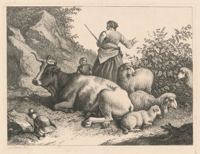 Stehende Schäferin mit einem Kind, nach 1776 von Francesco Londonio