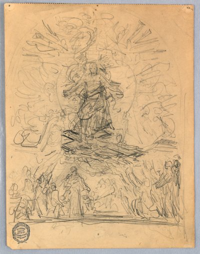 Skizze einer Figur am Kreuz von Francis Augustus Lathrop