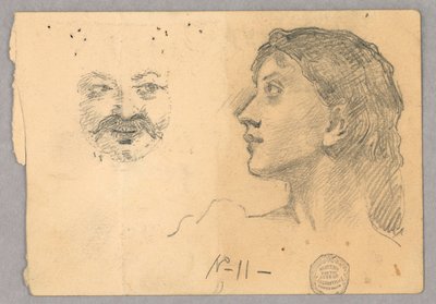 Frauenkopf und ein Gesicht von Francis Augustus Lathrop