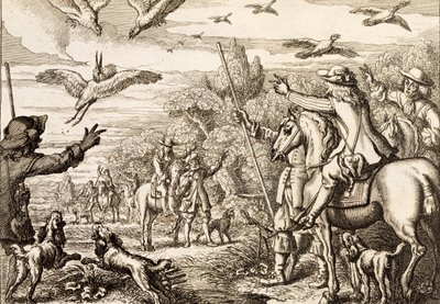 Reiherjagd, graviert von Wenceslaus Hollar, 1671 von Francis Barlow