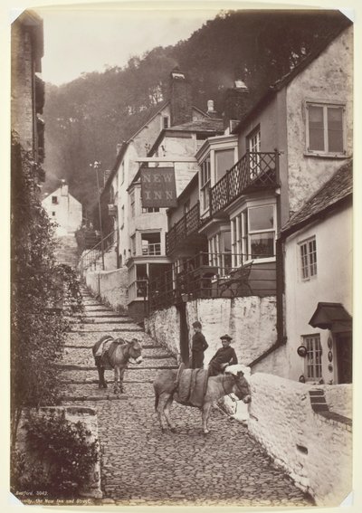 Clovelly, das Neue Gasthaus und die Straße von Francis Bedford