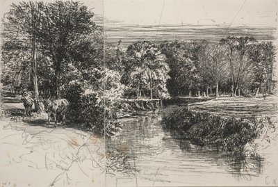 Dundrum River und die zwei Esel von Francis Seymour Haden
