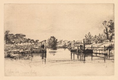 Egham Lock, 1859 von Francis Seymour Haden