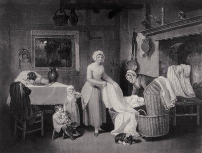 Rustikale Stunden: Nacht, graviert von H. Gillbank von Francis Wheatley